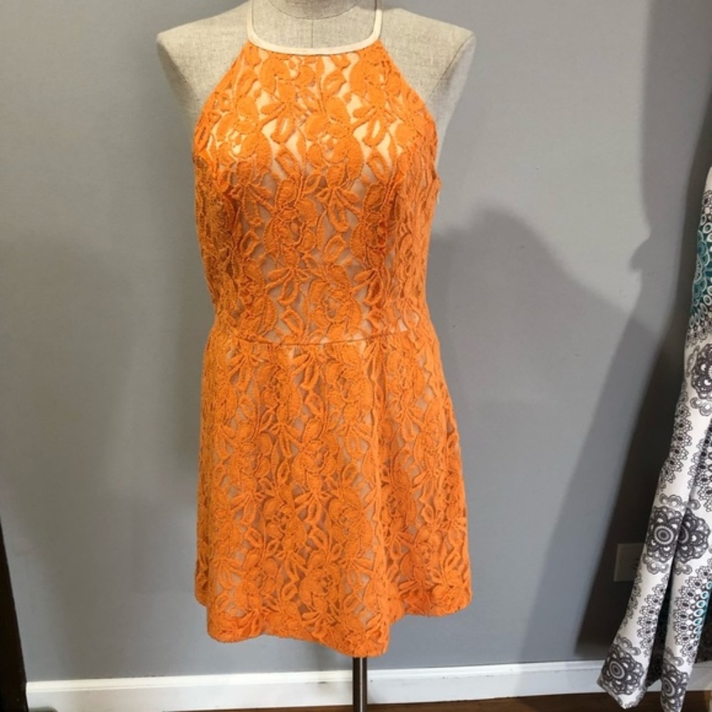 NWT Kensie orange lace dress Sz M